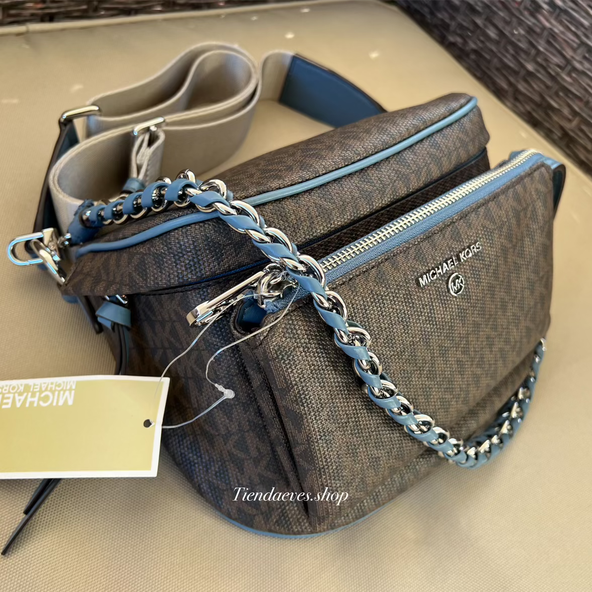 RIÑONERA MICHAEL KORS SLATER MEDIUM LOGO DENIM