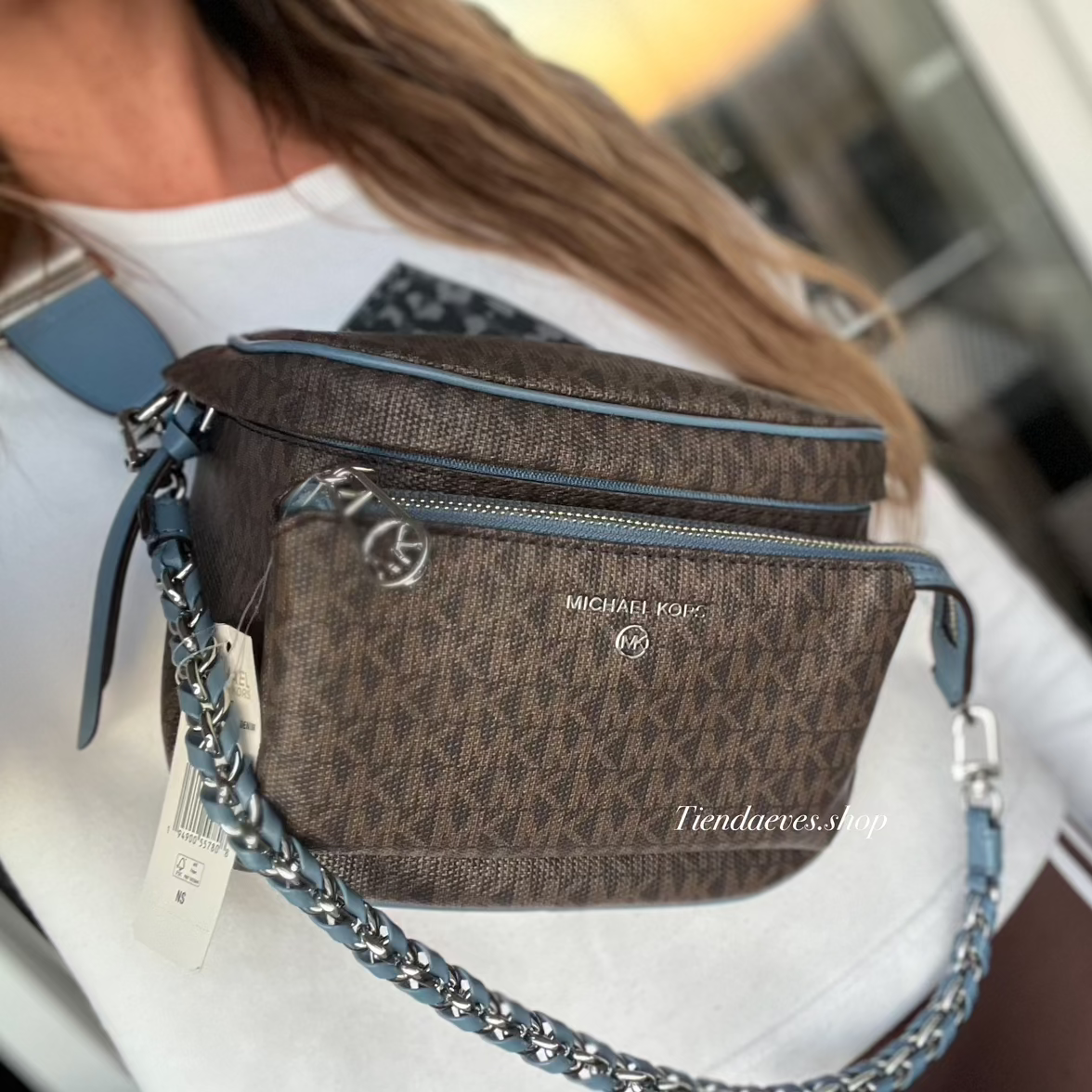 RIÑONERA MICHAEL KORS SLATER MEDIUM LOGO DENIM