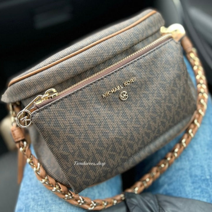 RIÑONERA MICHAEL KORS SLATER MEDIUM LOGO CAFÉ