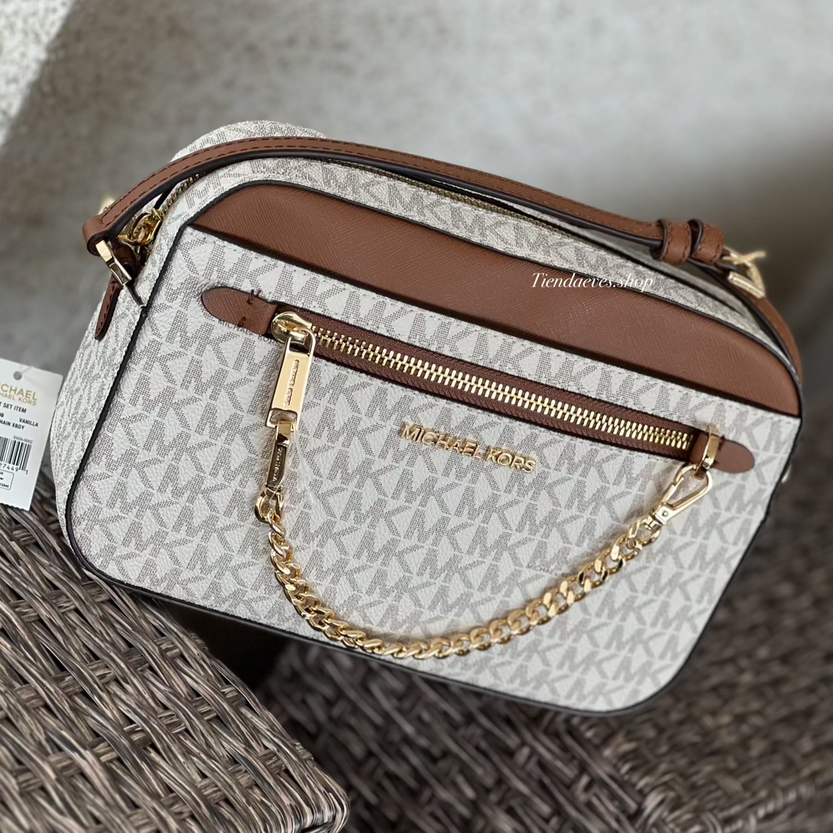 CROSSBODY MICHAEL KORS MODELO JET SET LARGE LOGO VAINILLA
