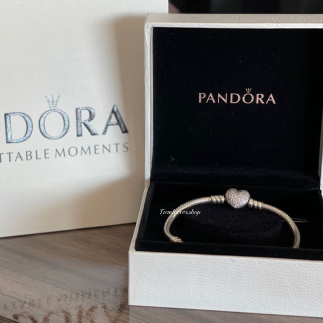 PULSERA PANDORA MOMENTS CORAZON CON CIRCONES